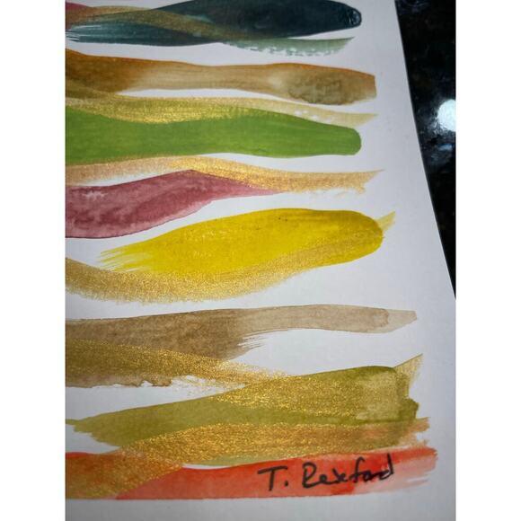 Hand made watercolor original painting abstract waves 12x9 - Picture 5 of 5